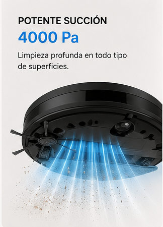 Aspiradora Robot Inteligente 4000 Pa – Limpieza Automática 2‑en‑1, Navegación Inteligente y Batería 180 Minutos